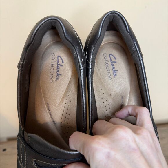 Clarks Ellowyn Penny loafers bronze metallic women’s size 11 shoes - Picture 3 of 7